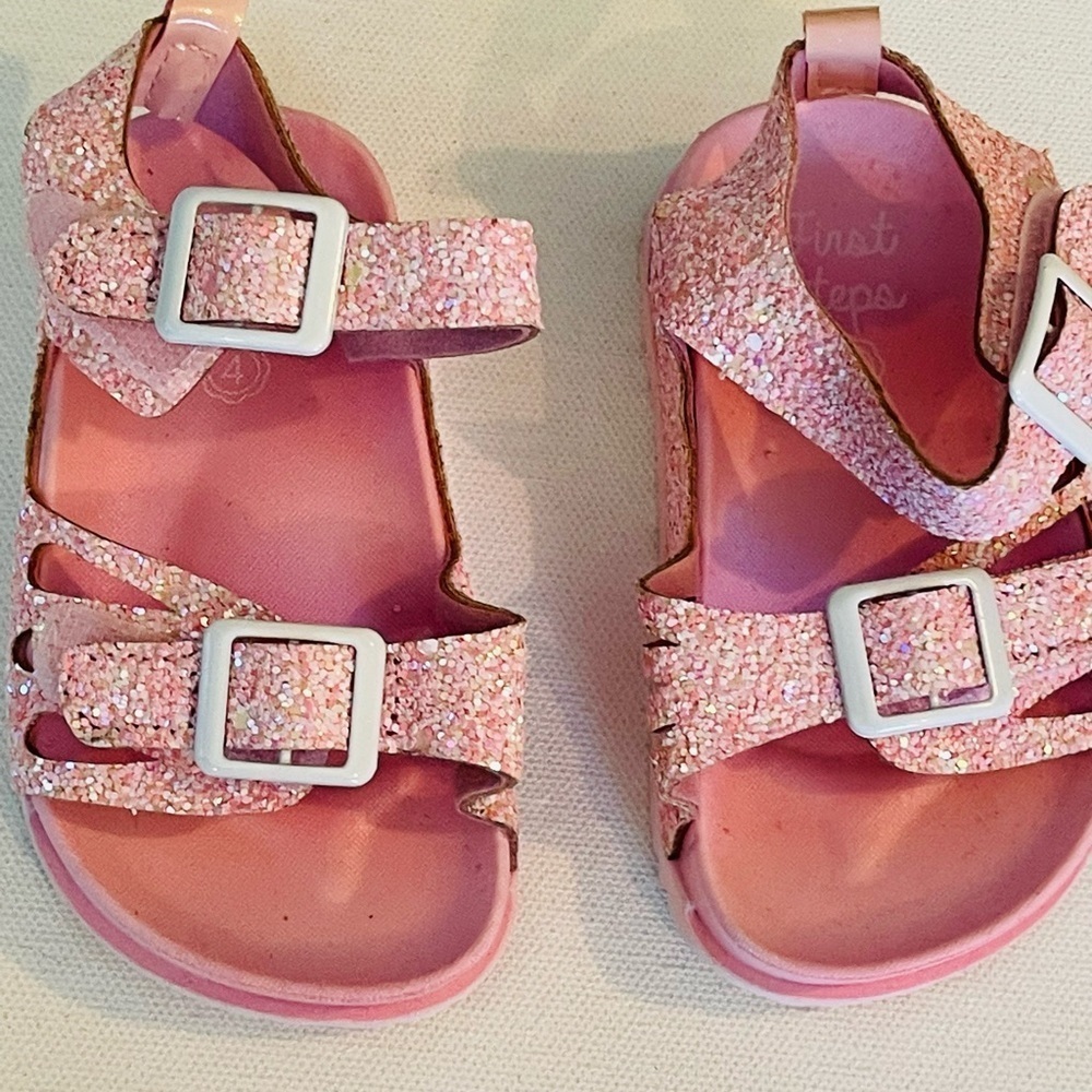 First steps by stepping stones pink/rainbow glitter sandals